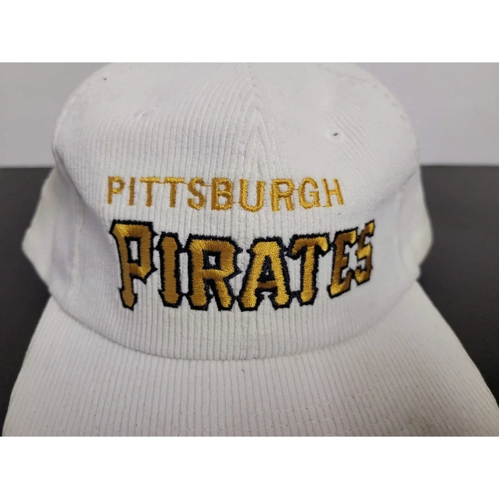 Vintage Pittsburgh Pirates Hat Cap Mens Snapback White Corduroy Twin‎ Enterprise